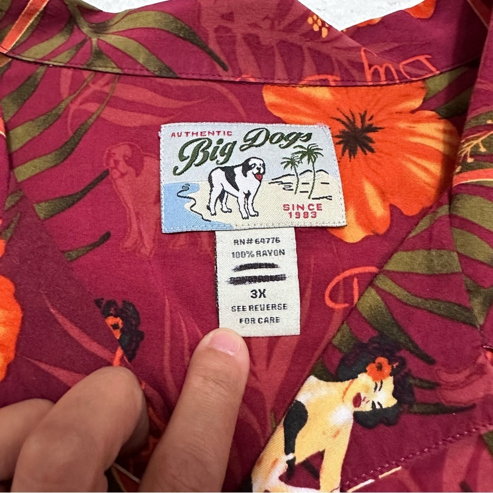 Big Dogs Hawaiian Shirt Girl in Martini Glass Hula Men’s Size 3X - Picture 3 of 6